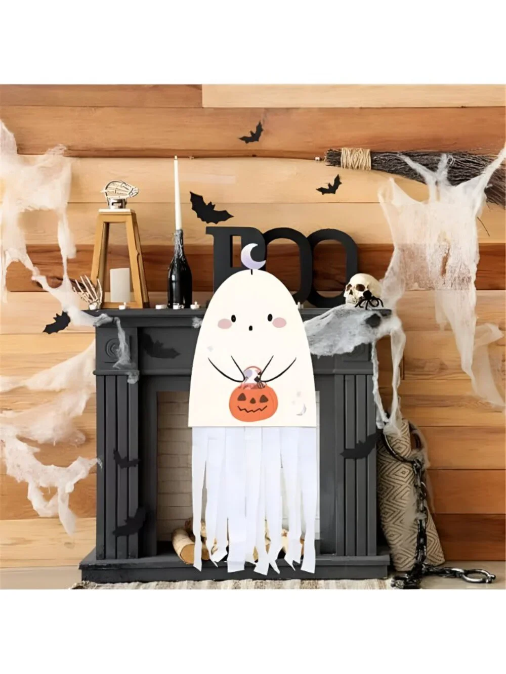 Halloween Ghost Boo Door Cover, Cute Halloween Decorations Spooky Banner